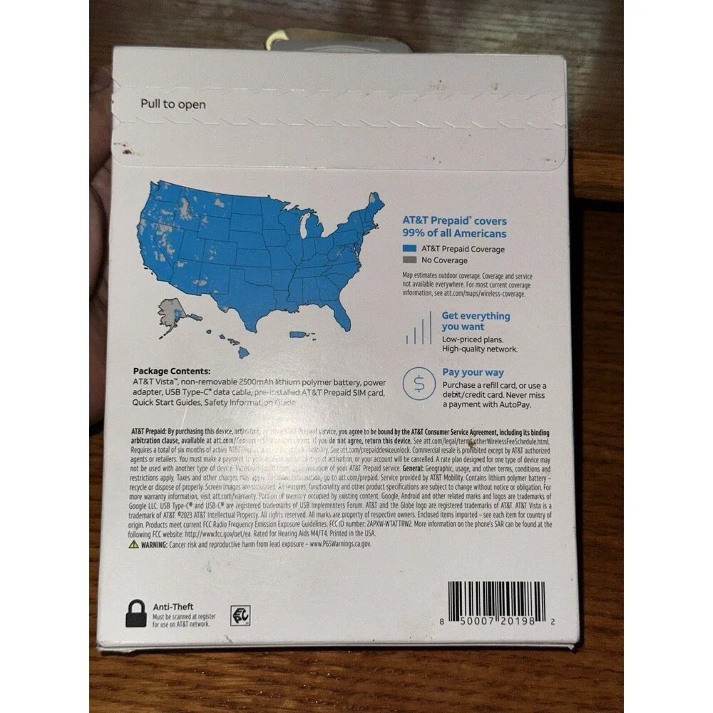 AT&T Prepaid Vista, 32GB, Prepaid Smartphone (Onyx Black) Brand New Sealed